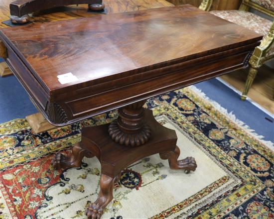A William IV mahogany card table, W.3ft